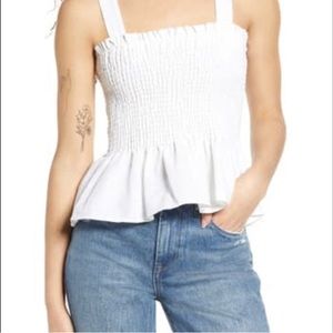 Socialite Button Front Smocked Tank Top Size L